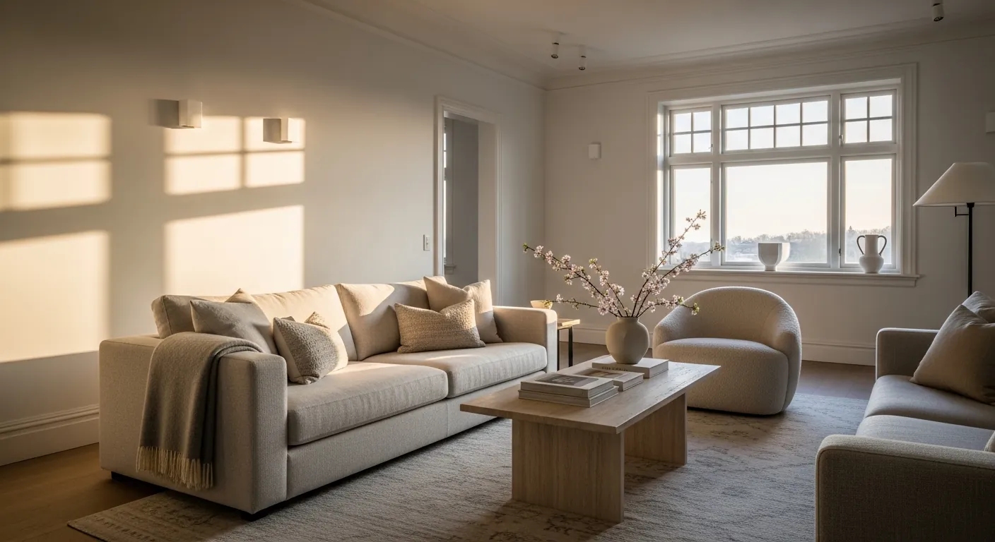 Elegant living room with warm natural light